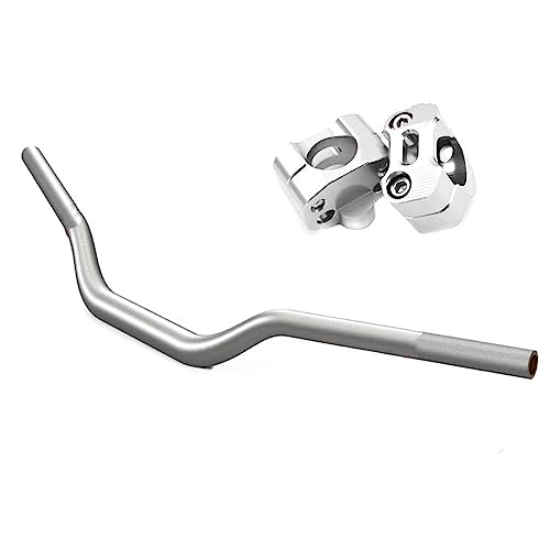 Guidon Moto 28mm Argent Haute Rigidité avec Jeu de Pontets de Fixation CNC