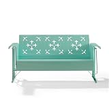 MAKLAINE Retro Outdoor Sofa Glider, Alloy Steel Construction, Aqua Gloss Finish,...