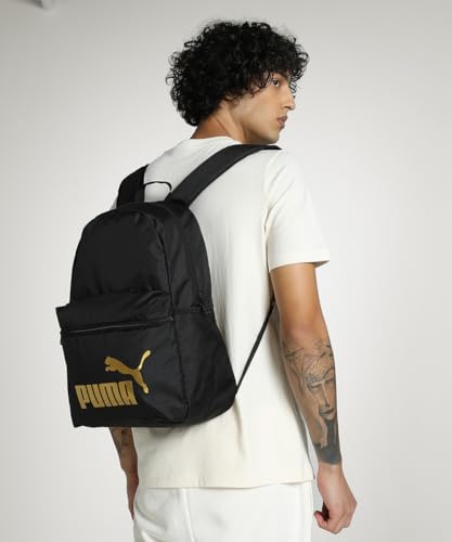 PUMA PUMA PHASE Backpack, Unisex Klassische Rucksäcke, PUMA Black-Gold-No.1 Logo, OSFA - 091164