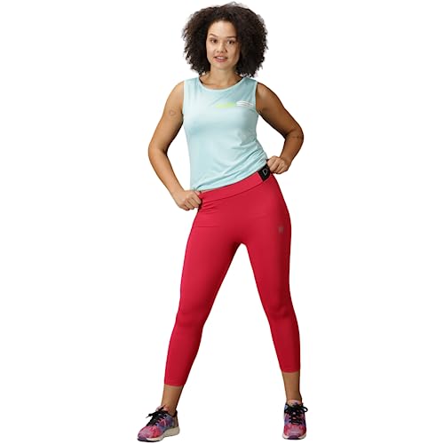 Image of DOMIN8 Slim Fit Tights for Women | Full Length & Polyester Blend Bottom Leggings | Best for Gym, Yoga & Training | Pink - M