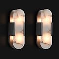 RINGRAIN Wall Sconces Set of Two, Natural Alabaster Wall Light,Matte Black Vanity Light Fixtures for Bathroom,Bedside Wall Lamp Perfect for Bedroom, Hallway, Living Room Kitchen(Gift Bulb)
