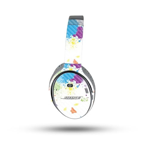Image of MightySkins Carbon Fiber Skin Compatible with Bose QuietComfort 35 II Headphones - Splash of Color | Protective, Durable Textured Carbon Fiber Finish | Easy to Apply