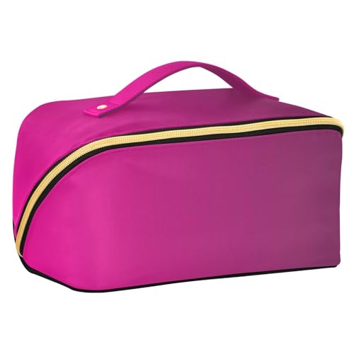 Zathe - Bolsas de cosméticos de color rojo rosa con divisores, bolsas de cosméticos portátiles para mujeres, viajes, verticales, de pie