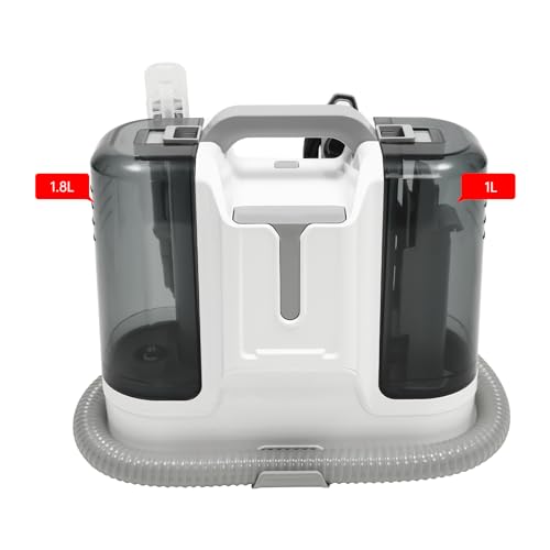 SuhoFutus K15-AC - Limpiador de alfombras, con función de aspiración en seco y húmedo, potencia de succión de 11 kPa, depósito de agua de 1,8 litros, apto para alfombras, coches y sofás (blanco)