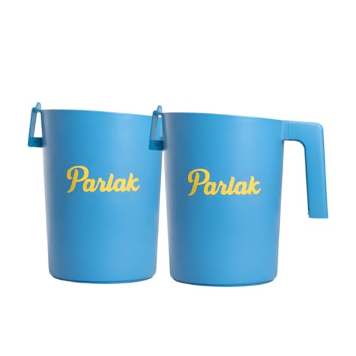 Image of Milk and Oil Packet Holder, Black Plastic Kitchen Organizer with Handle, Cylindrical Spill-Proof Pouring Container (Blue, Large combo)