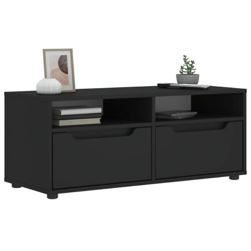 Iiaky Mueble de TV VISNES Negro 100x40x38 cm Madera Mueble TV Salon Mueble TV Madera Mesa Television Salon Mueble salón TV de ingeniería