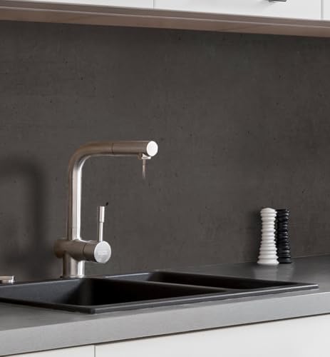 MyMaxxi Küchenrückwand selbstklebend Matte versteifte Spritzschutz Folie günstige Alternative zu Glas einfache Montage leichte Reinigung 60 cm hoch Motiv: Steinoptik grau B 280 cm x H 60 cm