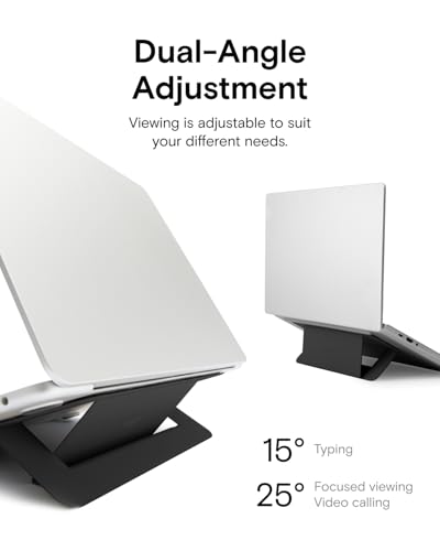Image of MOFT Laptop Stand, Adhesive Airflow Laptop Cooling Riser for Heat Dissipation with 2 Adjustable Angles, Foldable Computer Stand Compatible with Laptops 11 inch-16 inch, Light Jet Black