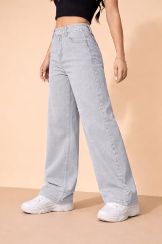 Image of ADBUCKS Stretchable Denim Fabric High Rise Straight Fit Jeans for Girls