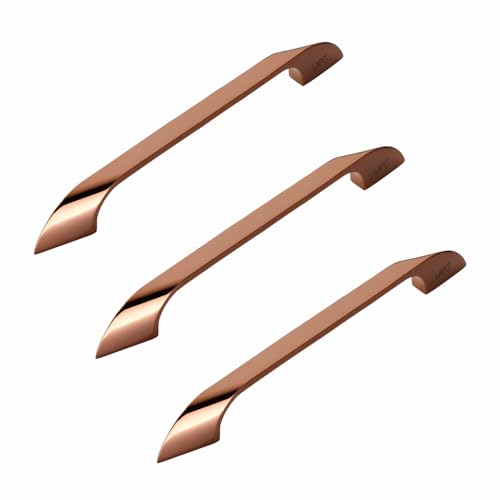 Image of LAPO 10 Inch Handles for Cabinet Drawer Use, Ideal for Kitchen and Wardrobe Application, Scratch Free Surface, Easy Mounting, 3 Years Warranty (224mm, PVD Rose Gold Finish, Pack of 3) - Twist