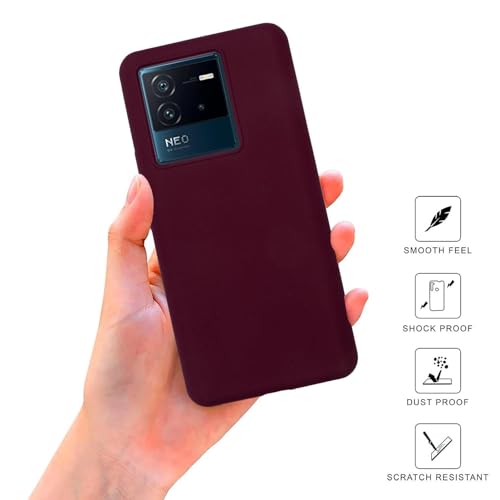 Image of SPRIG Compatible with iQOO Neo 6 5G Premium SilkTone Back Cover Drop Tested Shock Proof Mobile Case for Men, Women, Boys and Girls with Camera Protection (Plum Red)