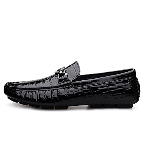 Mens Loafers Shoe Round Toe Faux Crocodile Embossed Leather Lightweight Flat Heel Anti-Slip Fashion Slip-on3