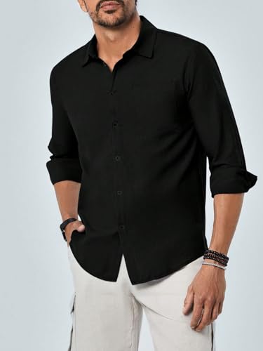Image of TAGDO Men's Cotton Blend Full Sleeve Solid Shirt with Pocket (5169)