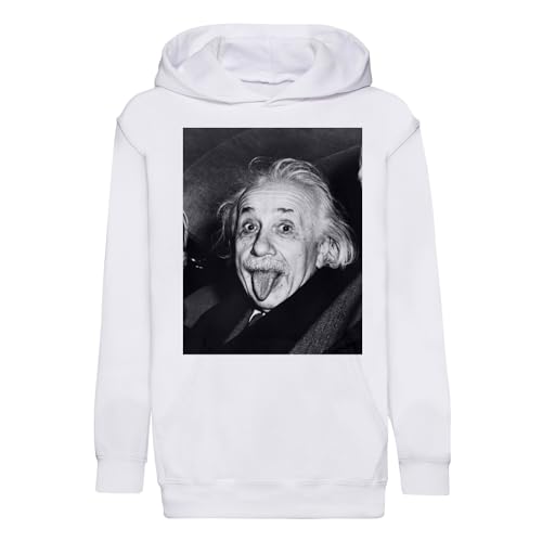 Sweat à capuche enfant Albert Einstein tire la langue, hoodie noir premium pour fille et garçon