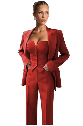 Formal 3 Piece Pant Suits for Women Business Double Breasted Womens Suit Square Neck Womens Tuxedo Suit Set