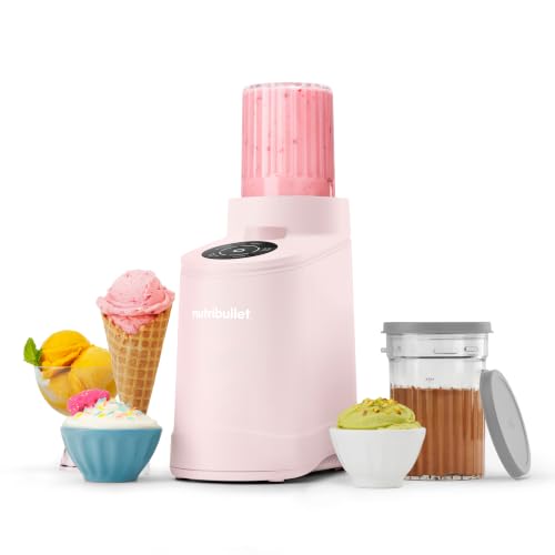 Image of nutribullet Chill Ice Cream Maker, for Gelato, Sorbet, Frozen Yogurt, Smoothie Bowls, Compact Size, (2) Dishwasher Safe 16 oz. Pint Cups with Lids, Cotton Candy Pink, NBD50100CCP