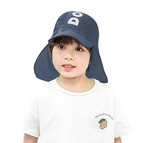 Outdoor Upf50+ Kids Sun Hat With Mesh Flap And Sides Neck Drape Baseball Sun Cap Uv Sun Protection Neck Shield Flap Cap Navy #TOP1
