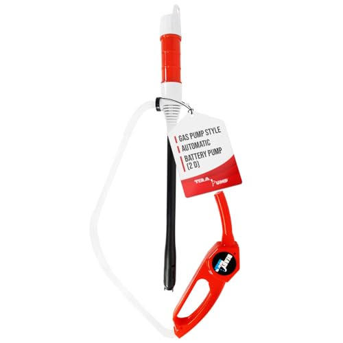 TERA PUMP Automatic Battery Powered Liquid Transfer Pump w/Gas Pump Style Nozzle for Water & Fuel - Portable & Compact Hand Fuel Pump, Quick Transfer at 1.8 GPM, Fits All Size Jugs
