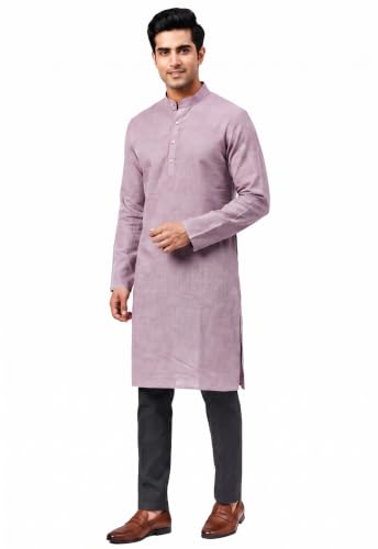 Image of Men's Cotton Blend Plain Kurta Comfortable and Stylish