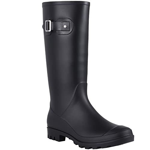 Women's Knee High Rain Boots - Narrow Calf - Fashion Waterproof Tall Wellies Rain Shoes #TOP3