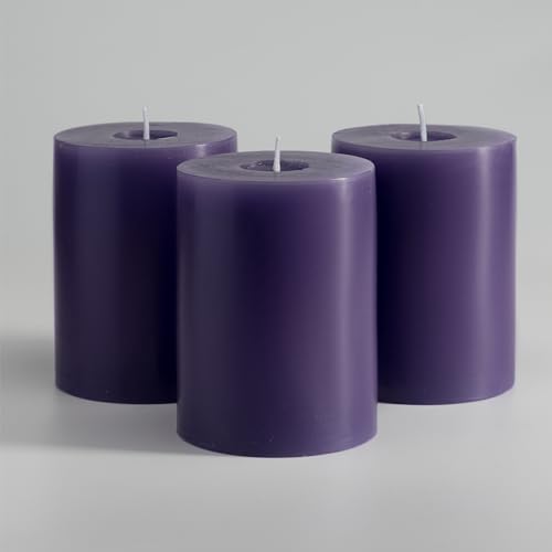 Memoward Stumpenkerzen Lila,Kerzen Groß 3er Set,Lange Brenndauer...