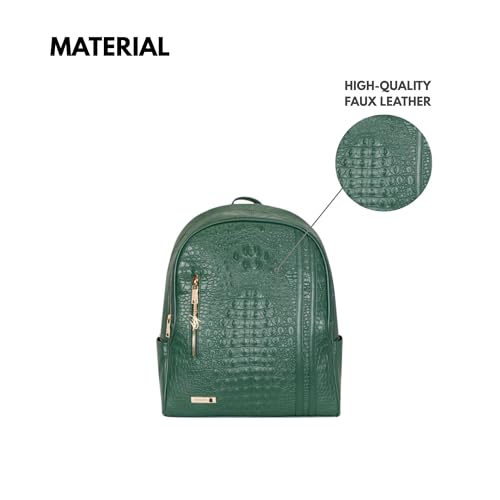 Image of Tote&Carry Apollo BFF Backpack for Women, Vegan Leather, Water-Resistant, Carry-On Luggage for Travel, Work & Daily Use (Crocodile Skin, Black)