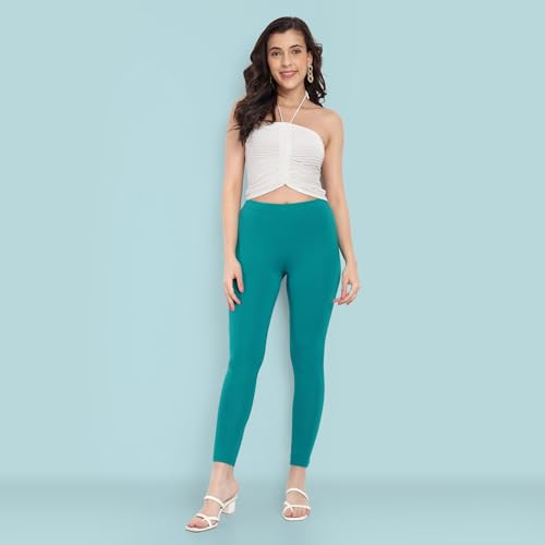 Image of ONE SKY Women Full Length Leggings | Cotton Modal Spandex Blend | High Waist Stretchable & Bio-Washed Fabric | Colour-Lock Technology | Comfortable Leggings for Women