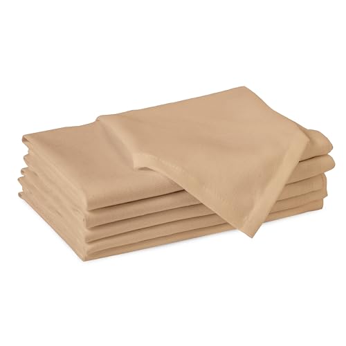 Image of Encasa XO Cotton Napkins for Dining Table | Set of 6, Size 43x43 cm | Machine Washable Reusable Table Napkin, Soft & Absorbent, Elegant Table Decor for Kitchen, Hotels, Party - Light Beige