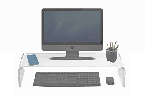Láser y Plásticos LYP001EP Soporte de Monitor, Pantalla de TV, Portátil, 50x20 cm, Elevación de 10 cm, Metacrilato Transparente, Resistente hasta 40 kg