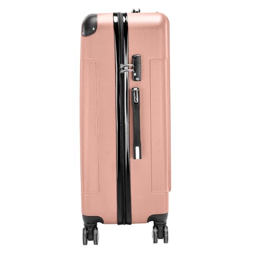 Luggage 3 Piece Set Suitcase, Airline Approved ABS Hardshell Luggage with Spinner Wheels, Carry on Lightweight Suitcase with Telescoping Handle, Rose Gold(20 ", 24 ",28")3