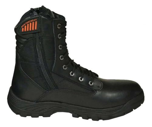 Men's Premium Black Leather Compact Motorcycle Boots, 10003-M2