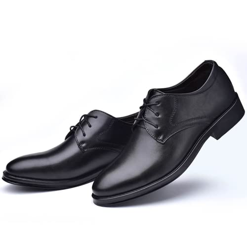 BORAMAX Mens Black PU Dress Shoes Spring SummerFashion Style Men's Breathable Comfortable Business Lace Up Leather Slip Shoe2