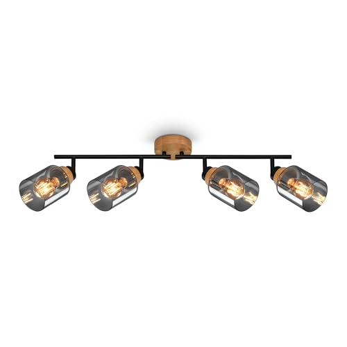BRILONER – Deckenlampe, Deckenleuchte, Lampe, Rauchglas, Schwenkbar, Wohnzimmerlampe, Schlafzimmerlampe, Küchenlampe, Schwarz-Holz