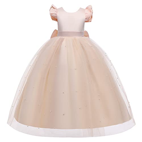 Vestido de bola niñas elegante para boda comunión y fiesta junior de mangas mosca