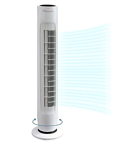 31'' Tower Fan with Remote | Bladeless White Floor Fan | 90° Oscillation | 3 Speeds | 2 Modes | Quiet Cooling | 7-Hour Timer | Ideal for Home & Office