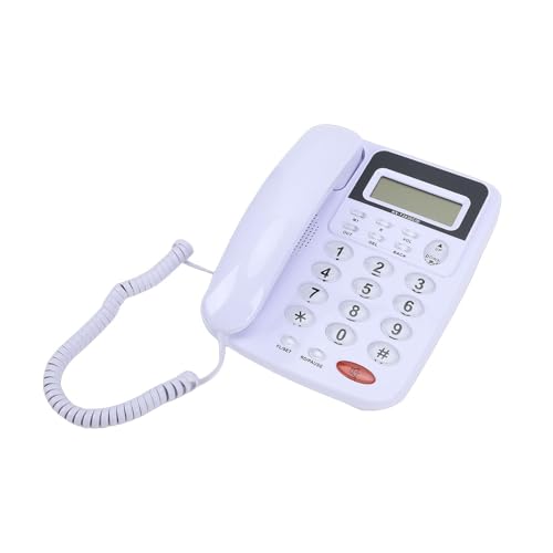 Téléphone fixe filaire Kadimendium blanc avec affichage écran LCD d'appelant en ABS