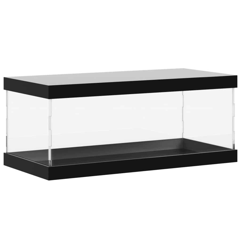 Vetrina antipolvere in plastica acrilica, 14 x 14 x 22 cm, con coperchio nero e fondo, scatola acrilica trasparente per la presentazione di oggetti da collezione