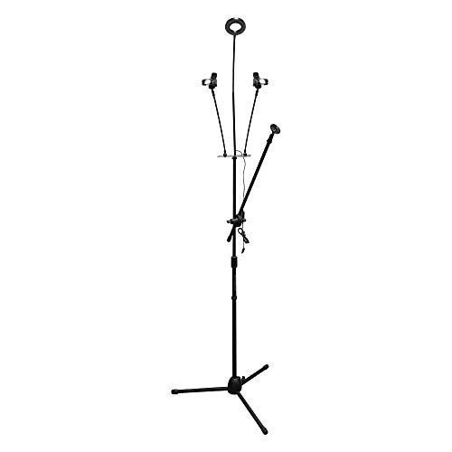Image of MX Superlux Adjustable Tripod Stand with Dual Trays Height 2.5 to 4 Feet Foldable Metal Stand for Laptop, Projector, Speaker (LED Floor Stand for Phone & Mic)