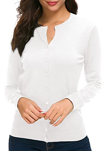 Urban CoCo Women's Long Sleeve Crew Neck Button Down Knit Cardigan Sweater2