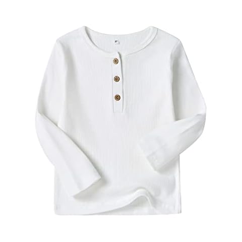 HahaNice Plain T Shirt Kids Tshirt Boys Long Sleeve Tops Clothes Cream White 6 Years Cover