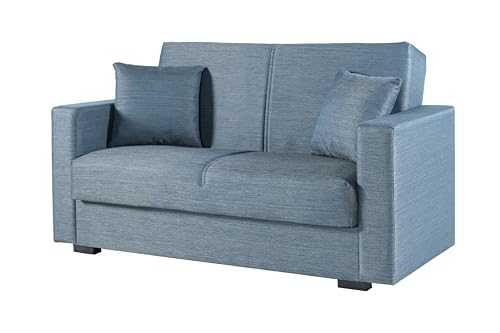 Divano letto con cassettone 2 posti grigio-blu 'Afrodite', 155x80x87