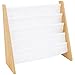 Humble Crew 4-Tier Kids Bookshelf, Natural Wood/White - Premium Book Shelf for Kids Rooms with Four Deep Pockets - Toddler Sling Book Rack with Deep Sleeves, Nursery Bookcase Organizer