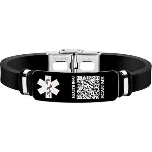 Bracelet d'alerte médicale QR pour homme et femme Uloveido