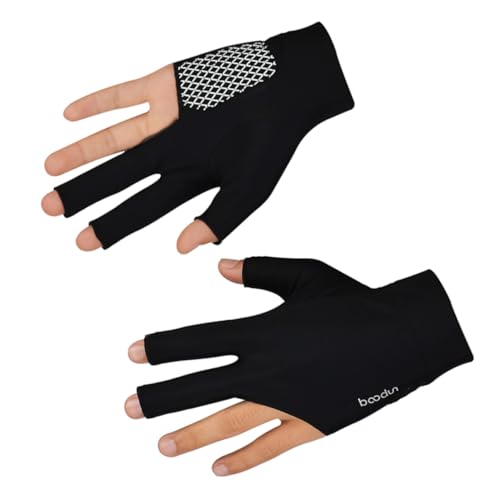 GANAZONO 防滑耐磨三指ビリグローブ 通気性伸縮性指グローブ 左手用ビリキュー練習用 ブラック