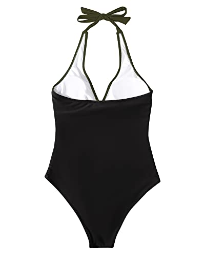 Image of SUUKSESS Women Sexy Tummy Control One Piece Swimsuits Halter Push Up Bathing Suits