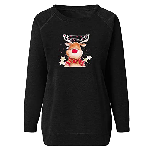 Women's Ugly Christmas Sweater Cardigans Casual Crewneck Long Sleeve Christmas Print Pullover Fall Novelty Xmas Crewneck #TOP4
