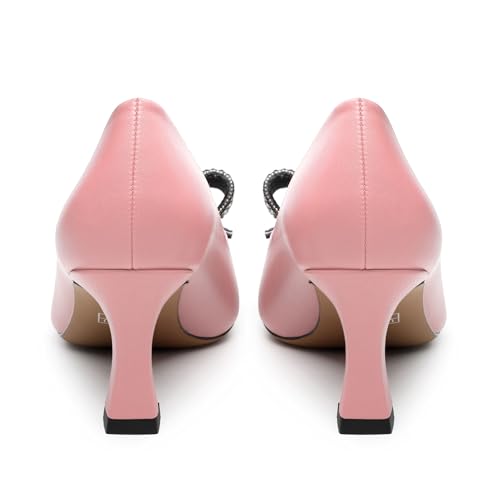 Image of Heels for Women Closed Patent Pointed Toe Bow Pumps Slip on Kitten Low Heels Wedding Party Dress Office Shoes 2.5Inch