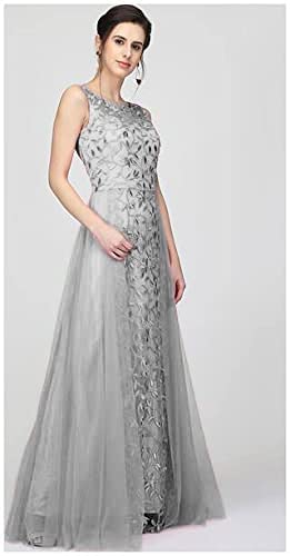 Patlani Women's Net Fit And Flare Knee Length Dress (All Over-New_Grey_Large