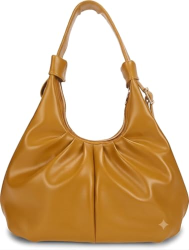 Image of ProArch Stylish Ruched Hobo Shoulder Bag for Women | Vegan Leather Pleated Sling Handbag with Zip Closure & Comfortable Strap | Spacious Casual & Office Tote Bag for Ladies