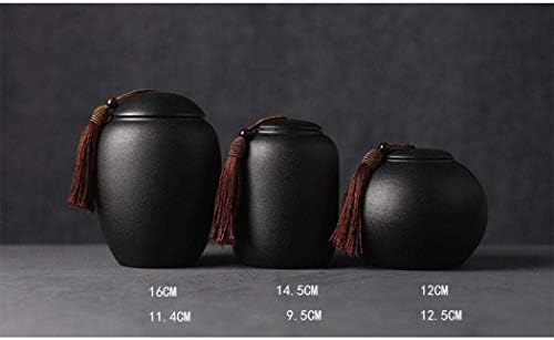 Ceramic Tea Jar Vintage Chinese Style Storage Jars Tea Tins Cans Black Canister Traditional Tea Caddy Sealed Lids Home Kitchen Dining Decoration (12 * 12.5cm)